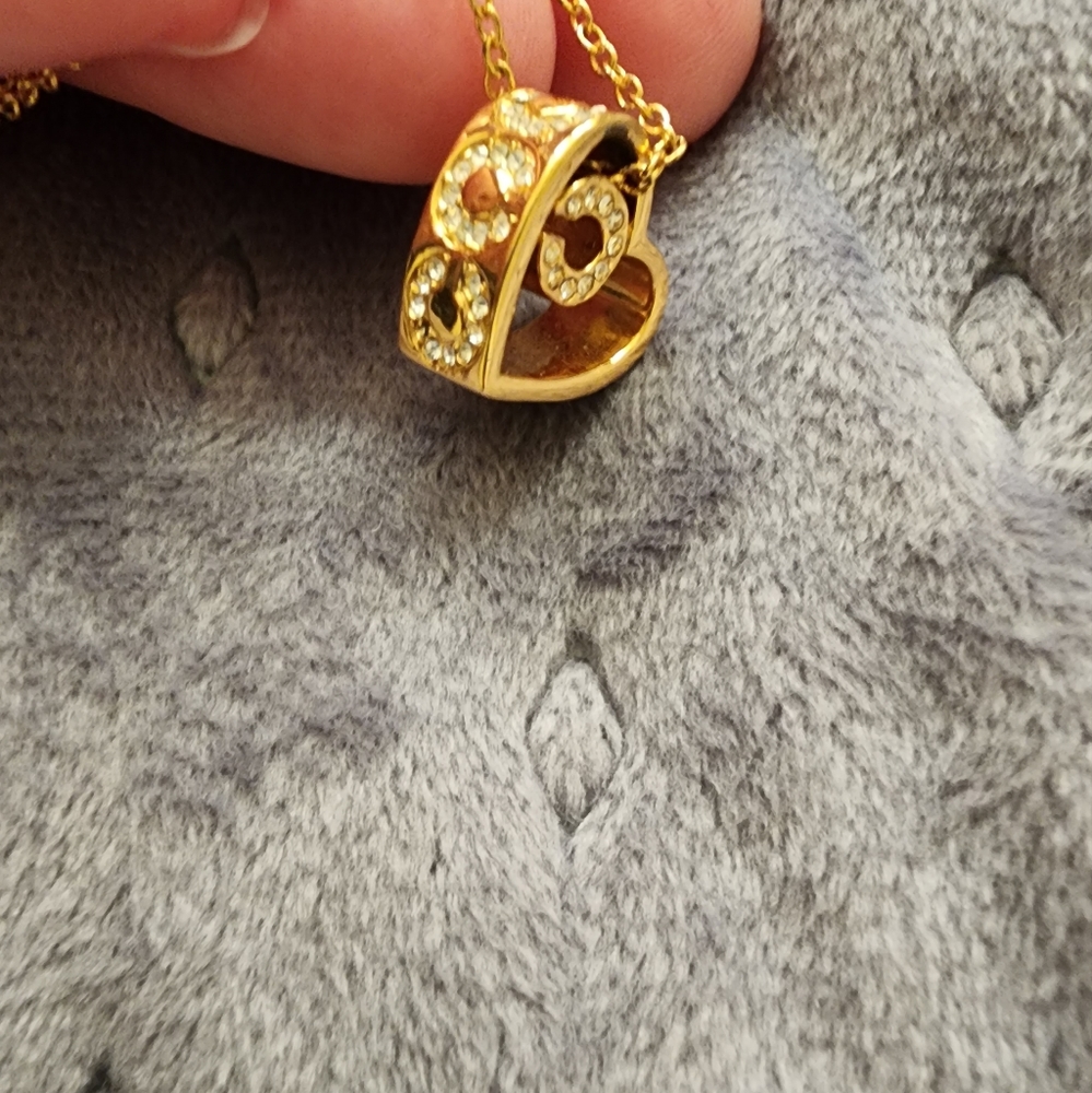 Coach Open Heart Pave CZ Gold Necklace